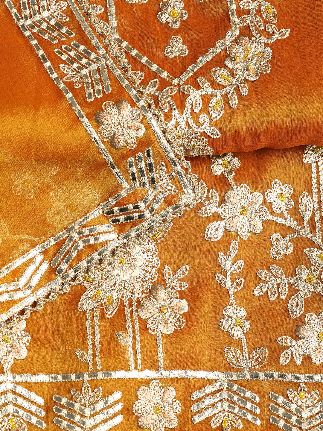 Embroidered Organza Unstitched Suit With Dupatta