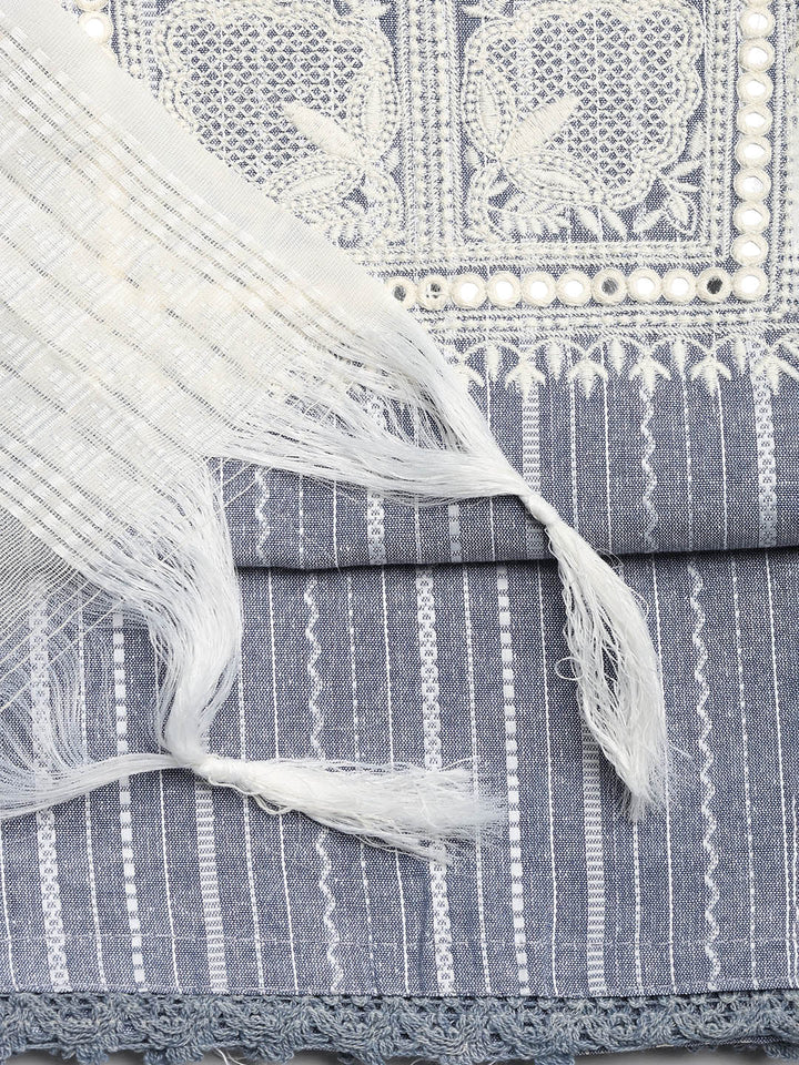 Embroidered Cotton Blend Unstitched Suit With Dupatta