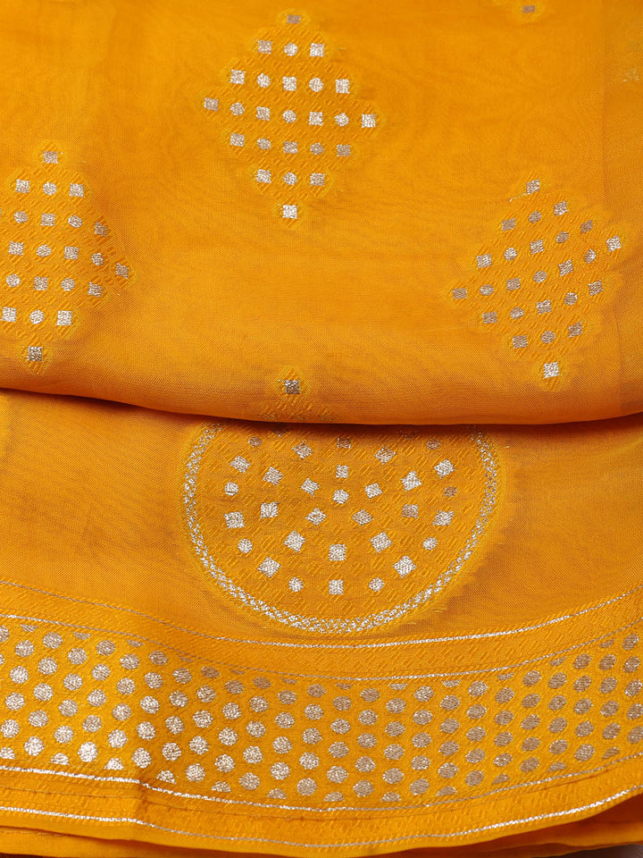 Embroidered Chanderi Unstitched Suit With Pant &amp; Dupatta
