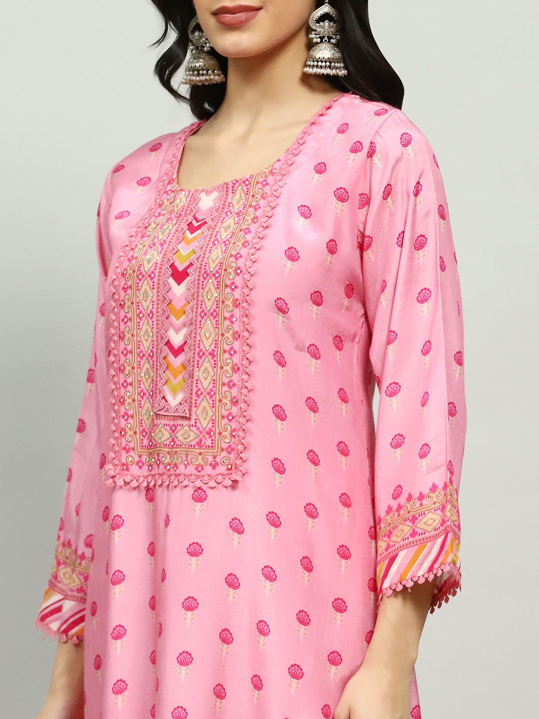 Printed Muslin Kurta With Pants & Dupatta