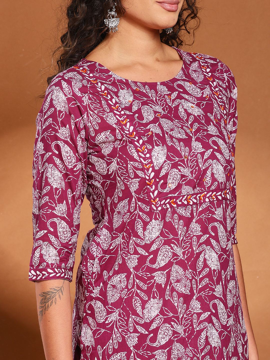Printed Cotton Kurta With Pant &amp; Dupatta