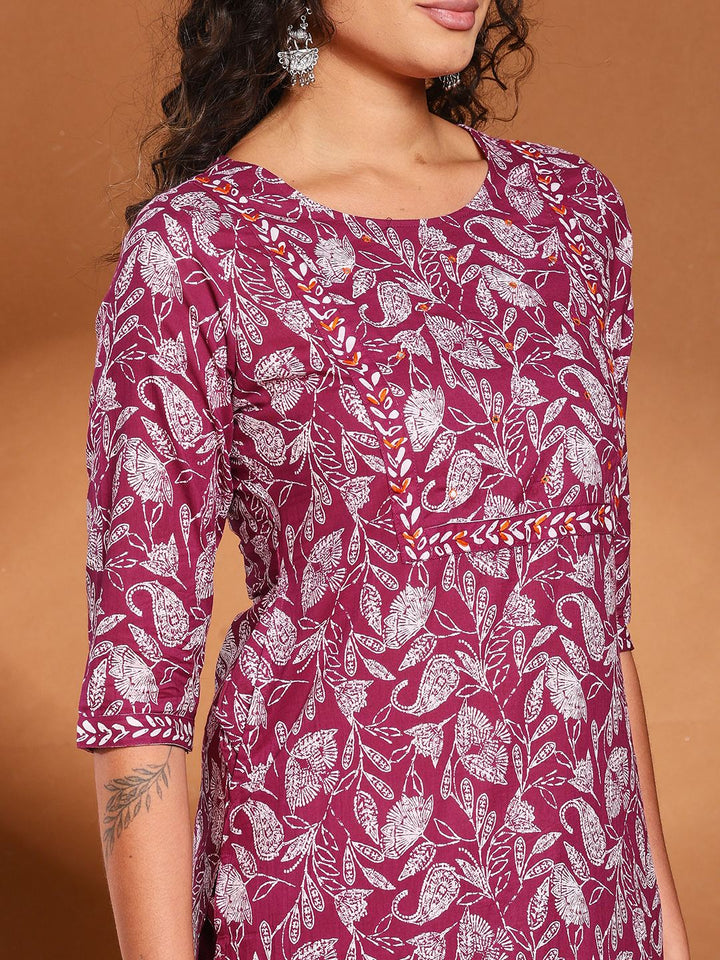 Printed Cotton Kurta With Pant &amp; Dupatta