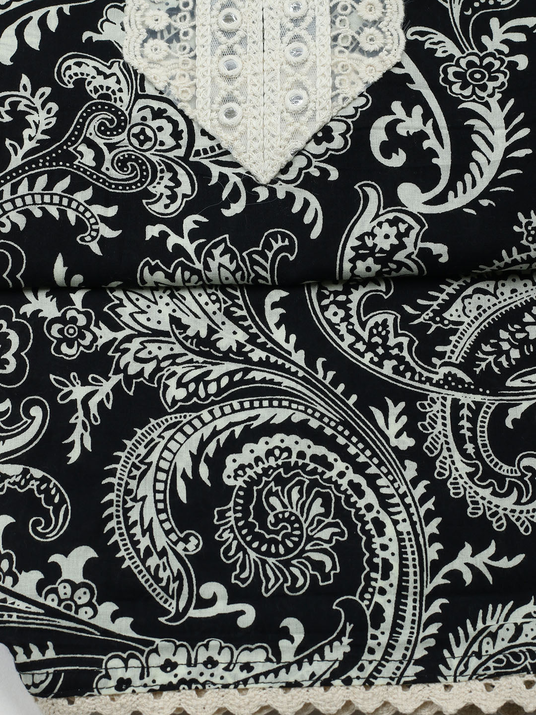 Embroidered Cotton Blend Unstitched Suit With Pant &amp; Dupatta