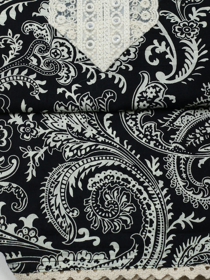 Embroidered Cotton Blend Unstitched Suit With Pant &amp; Dupatta