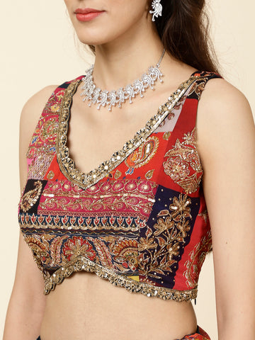 Sequence Embroidered Georgette Choli With Lehenga & Dupatta