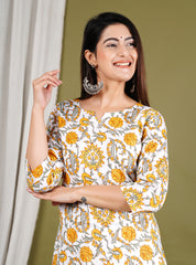 Printed Cotton Blend Kurti With Skirt