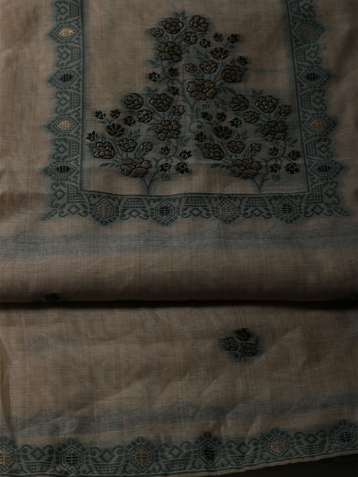 Woven Design Chanderi Unstitched Suit With Dupatta