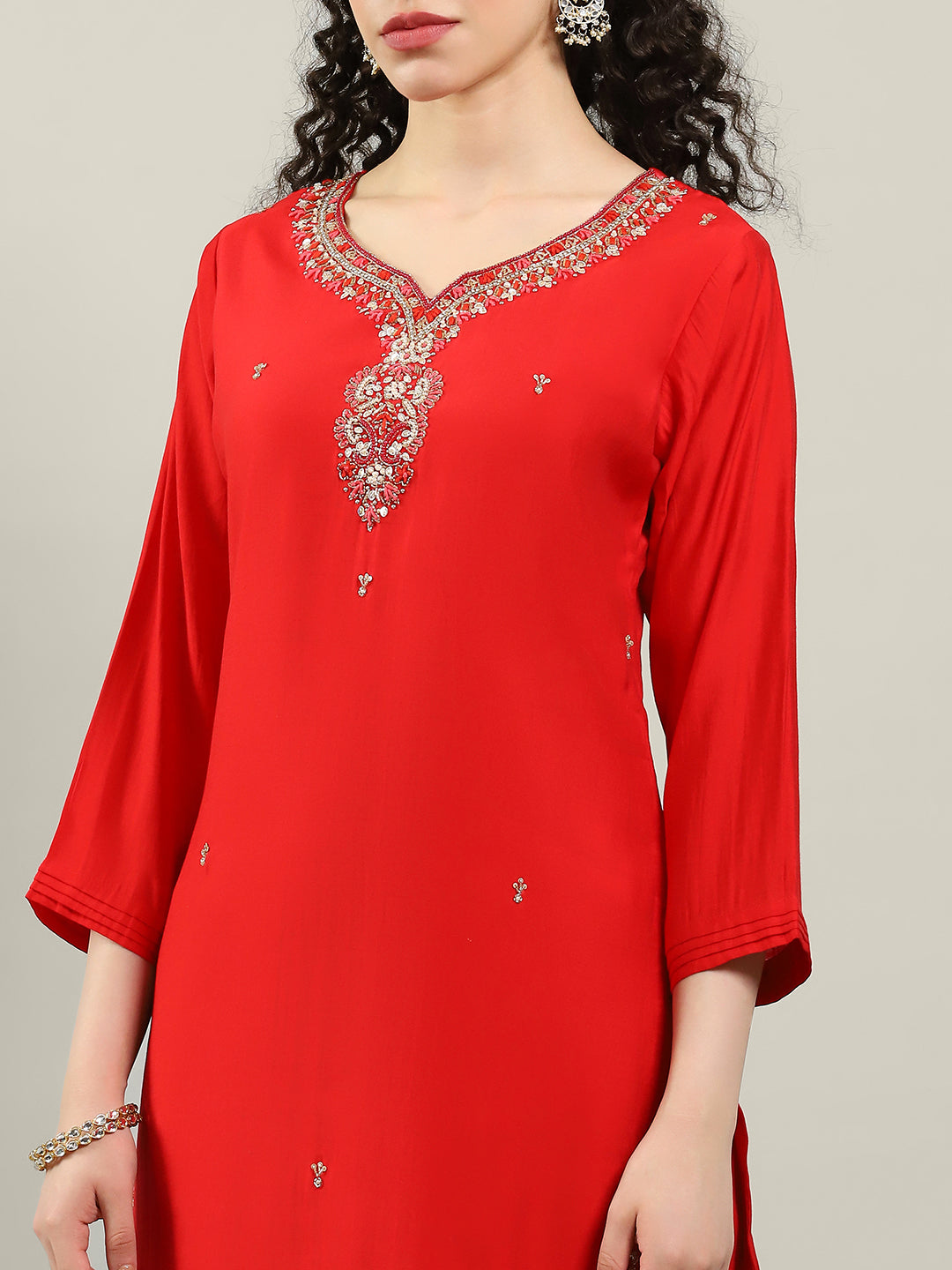 Printed Cotton Blend Kurta With Pants & Dupatta