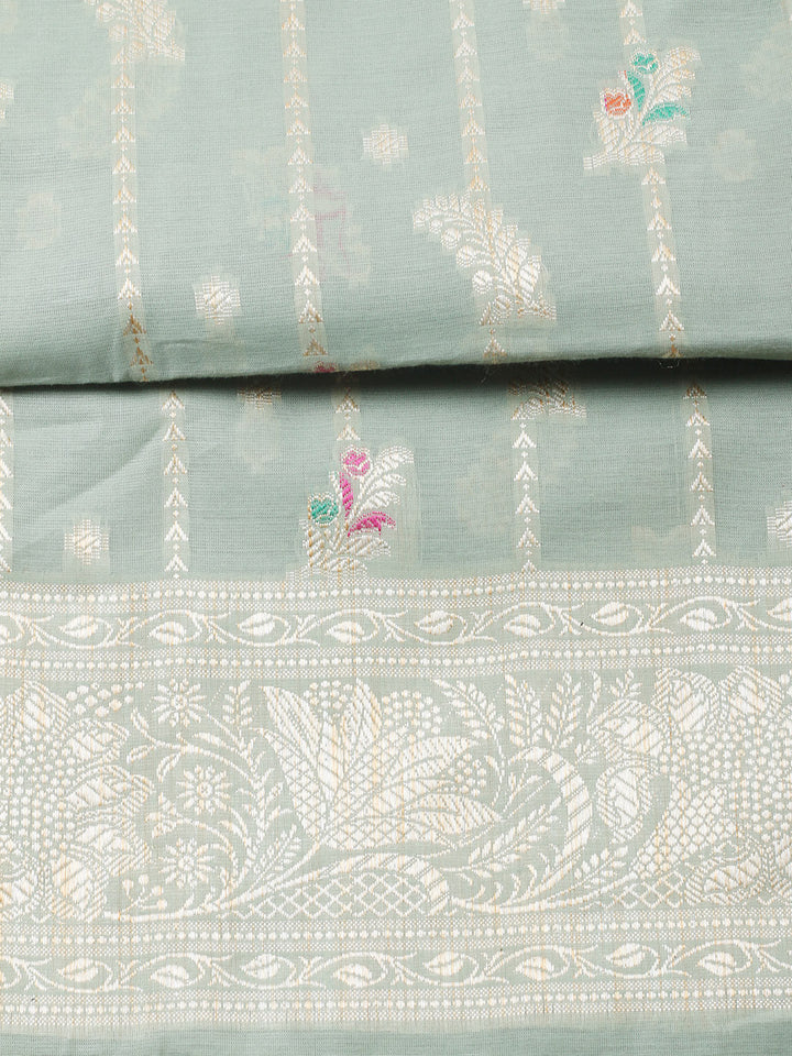 Woven Design Chanderi Unstitched Suit With Pant &amp; Dupatta