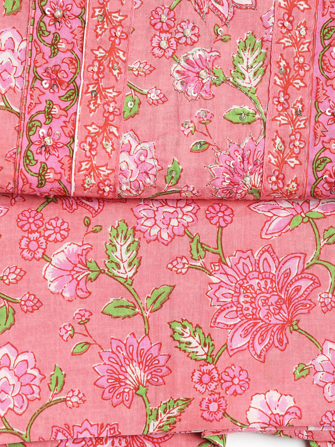 Printed Cotton Blend Unstitched Suit With Dupatta