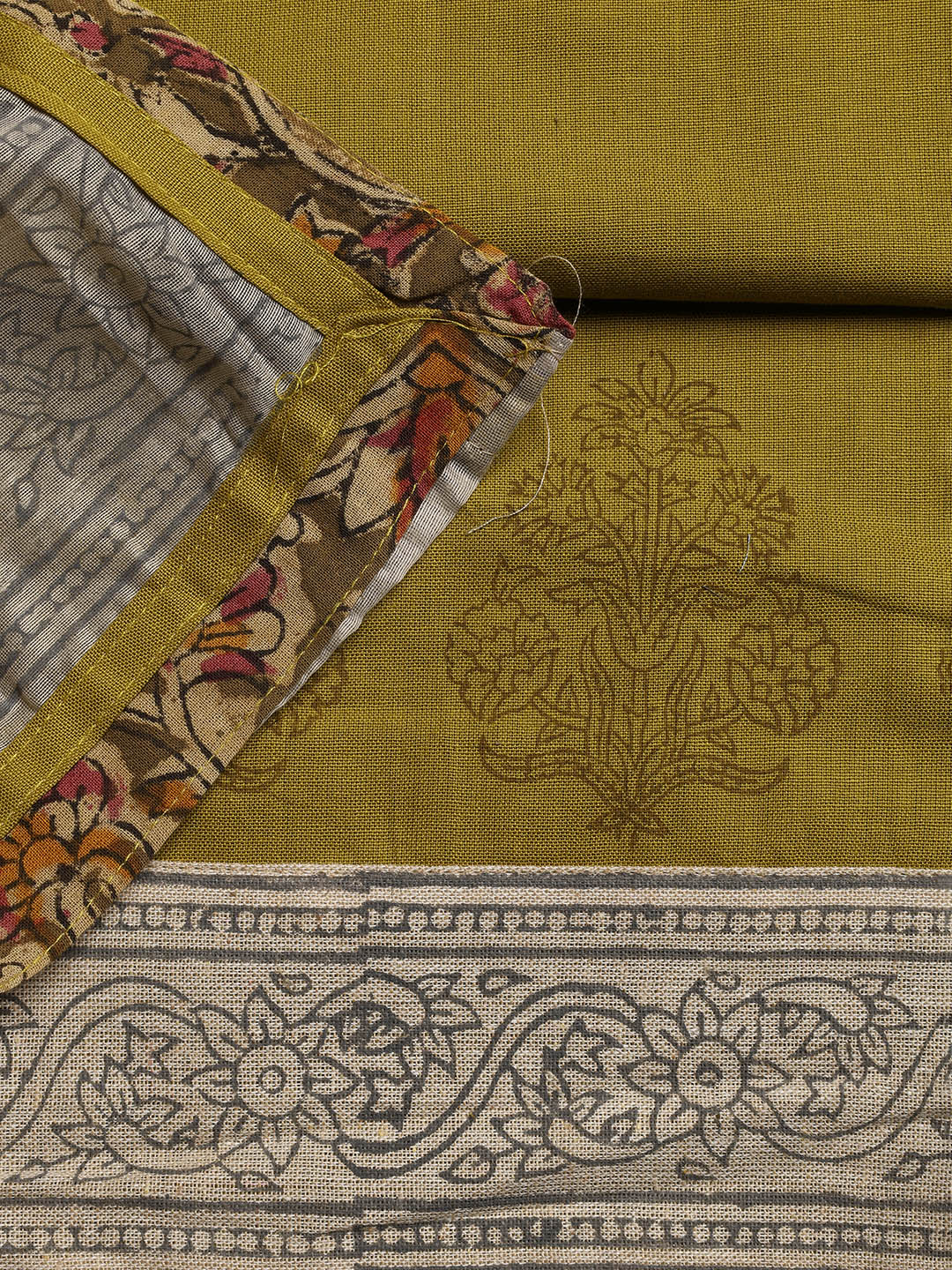 Neck Embroidered Cotton Blend Unstitched Suit With Dupatta