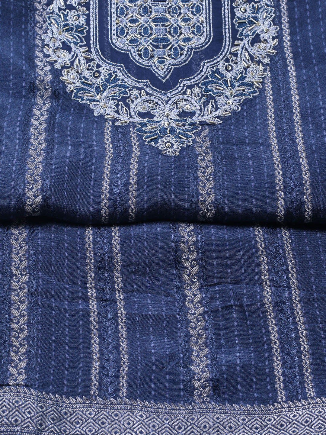 Embroidered Muslin Unstitched Suit With Dupatta