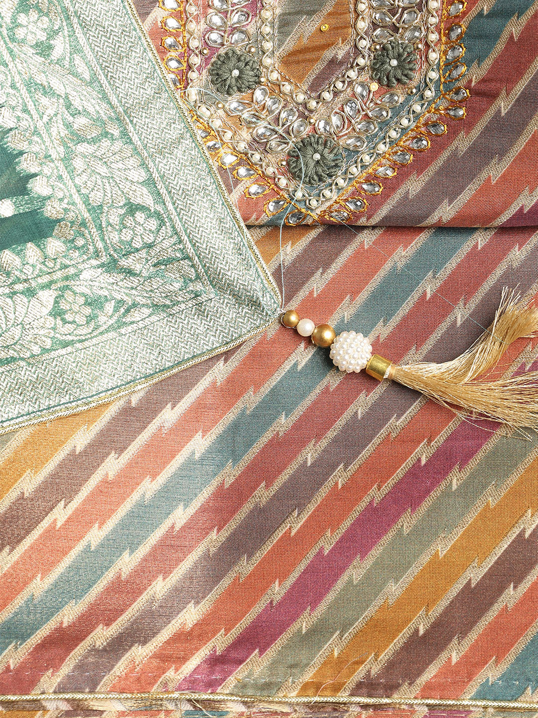 Embroidered Tissue Unstitched Suit With Dupatta