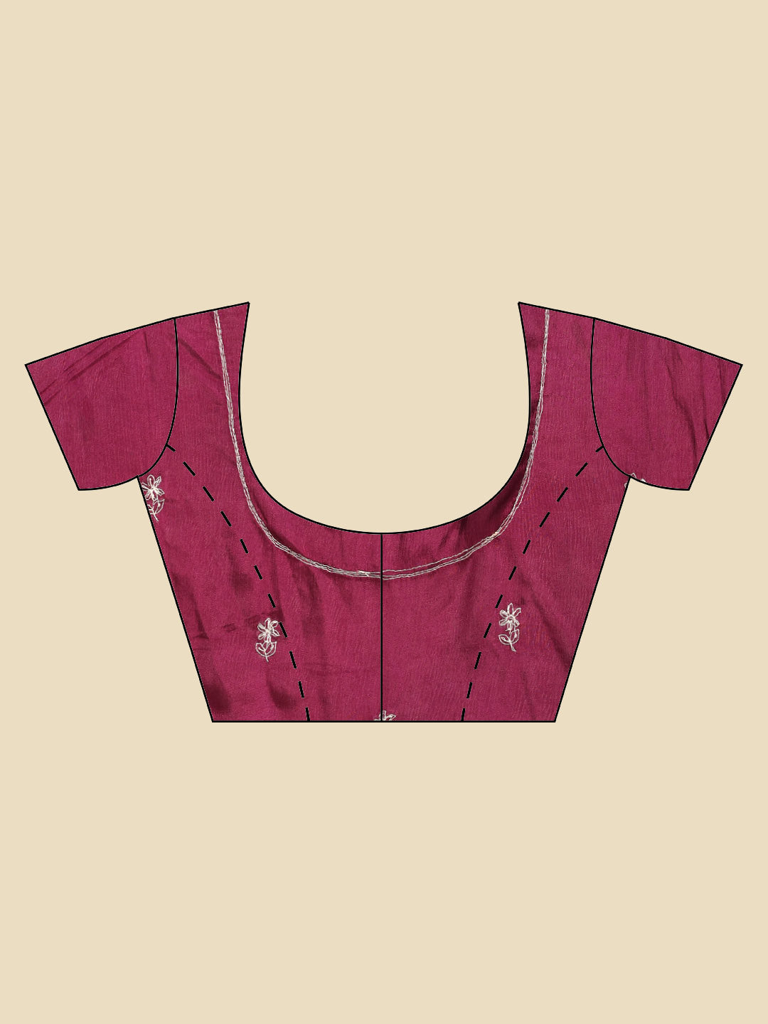 Thread Embroidered Chinnon Saree