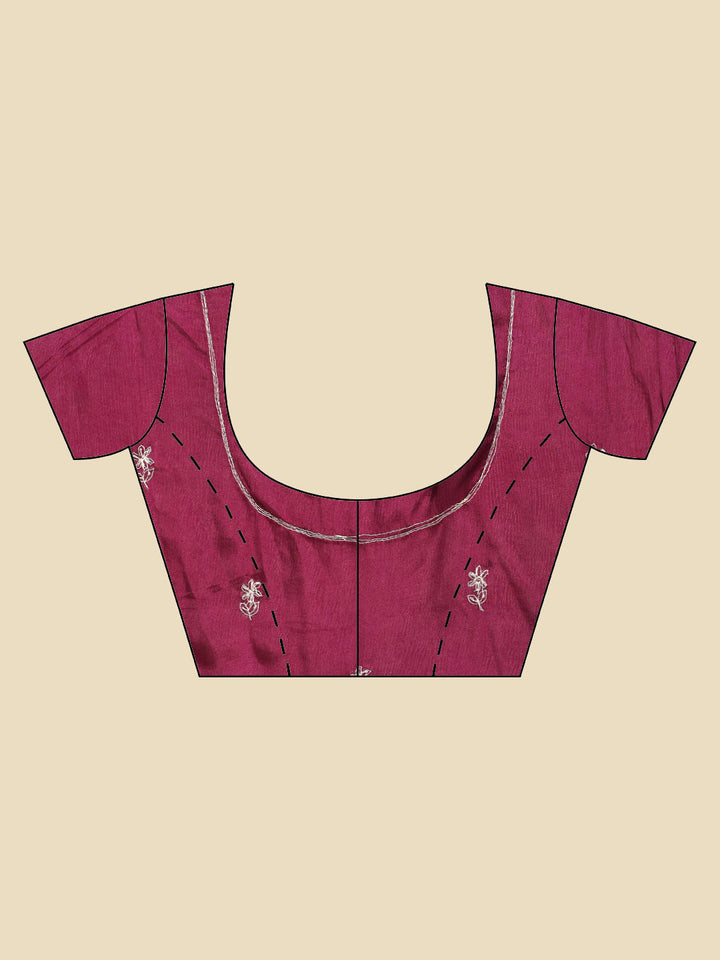 Thread Embroidered Chinnon Saree