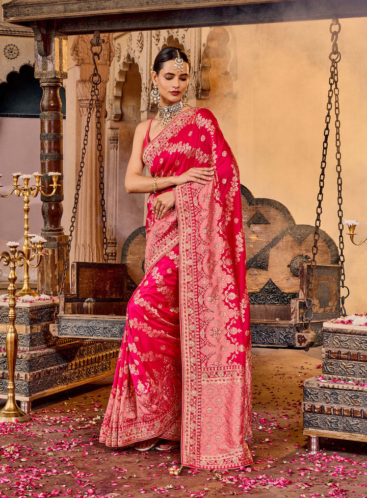 Rani Embroidered Design Dola Silk Saree