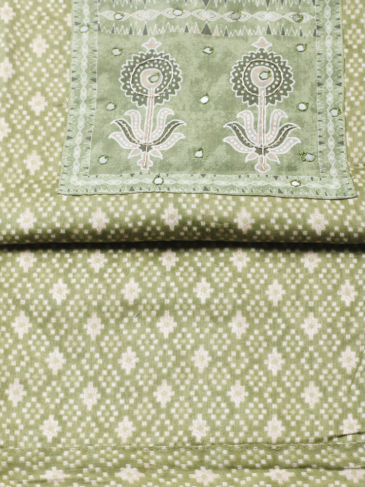 Printed Cotton Blend Unstitched Suit With Pant &amp; Dupatta