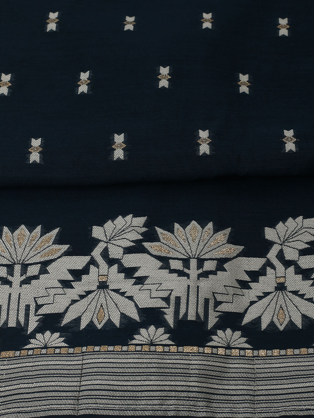Embroidered Chanderi Unstitched Kurta With Pant &amp; Dupatta