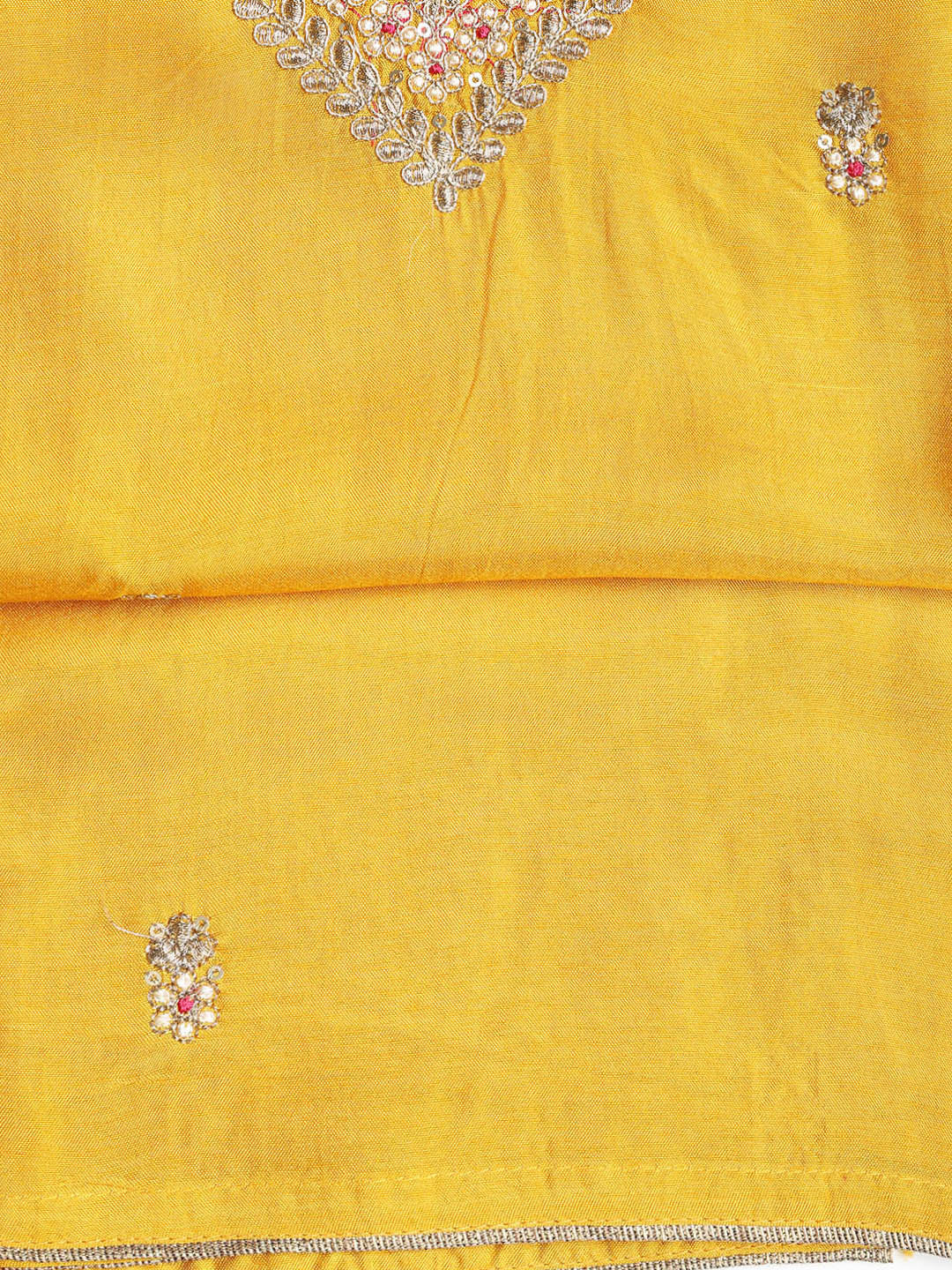 Neck Embroidered Chanderi Unstitched Suit With Dupatta