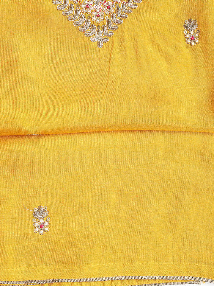 Neck Embroidered Chanderi Unstitched Suit With Dupatta