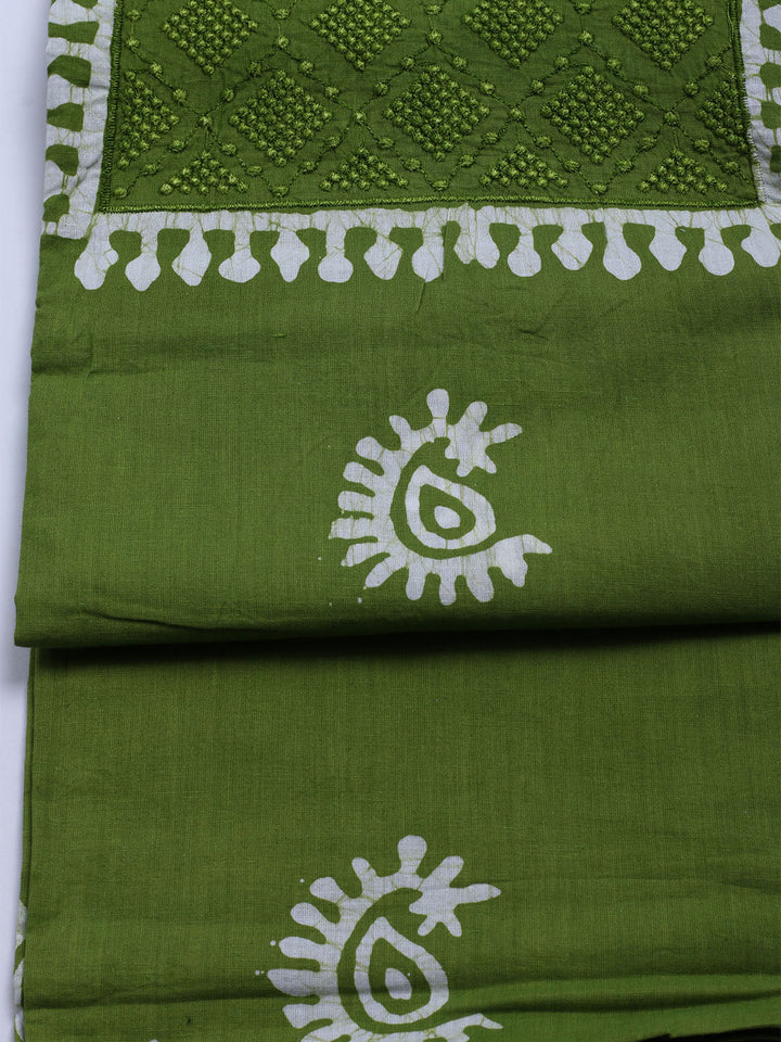Printed Cotton Blend Unstitched Kurta With Pant &amp; Dupatta
