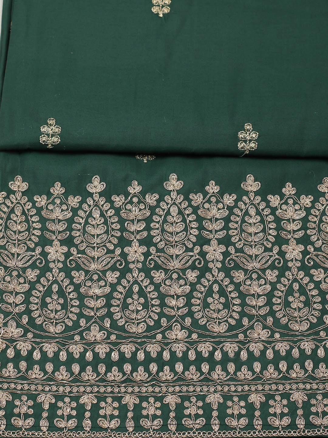 Embroidered Chanderi Unstitched Suit With Pant &amp; Dupatta