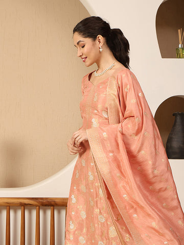 Woven Chanderi Unstitched Suit With Dupatta