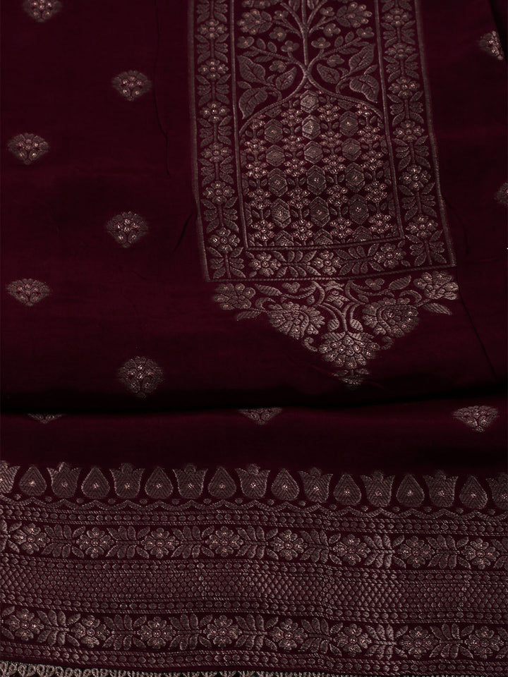 Woven Design Chanderi Unstitched Suit With Dupatta