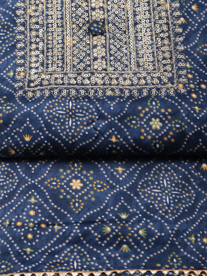 Embroidered Cotton Unstitched Suit With Pant &amp; Dupatta