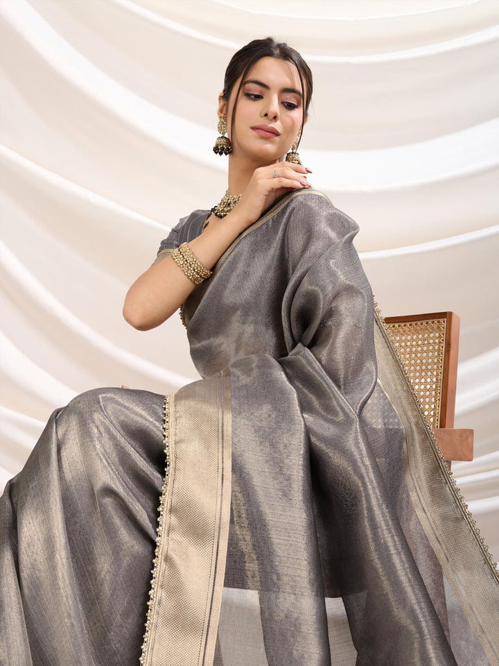 Woven Design Linen Blend Saree