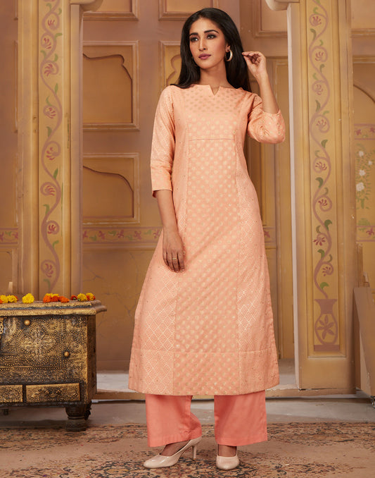 Printed Cotton Chanderi Kurta With Plazzo