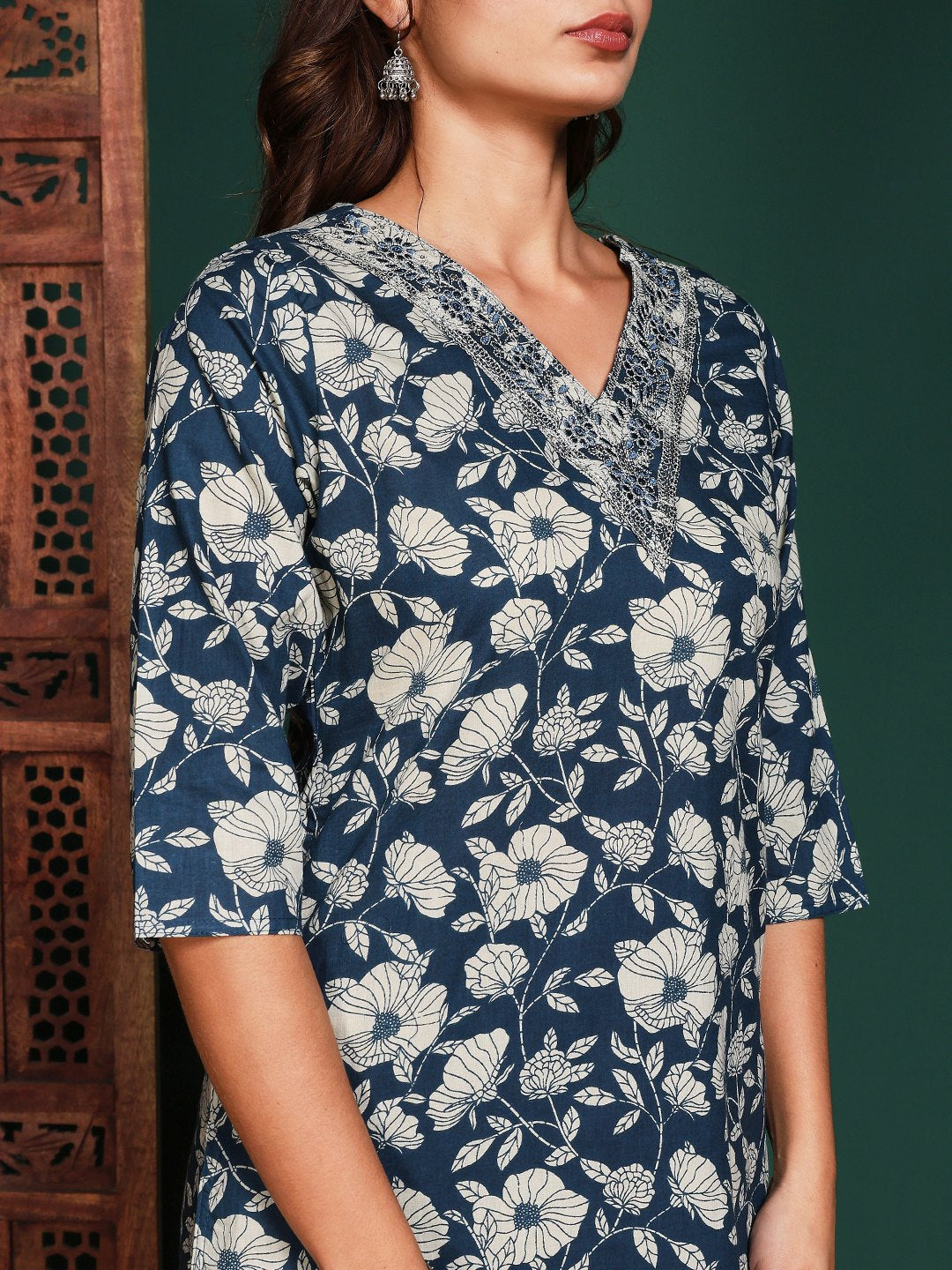 Printed Cotton Blend Kurta With Pant &amp; Dupatta