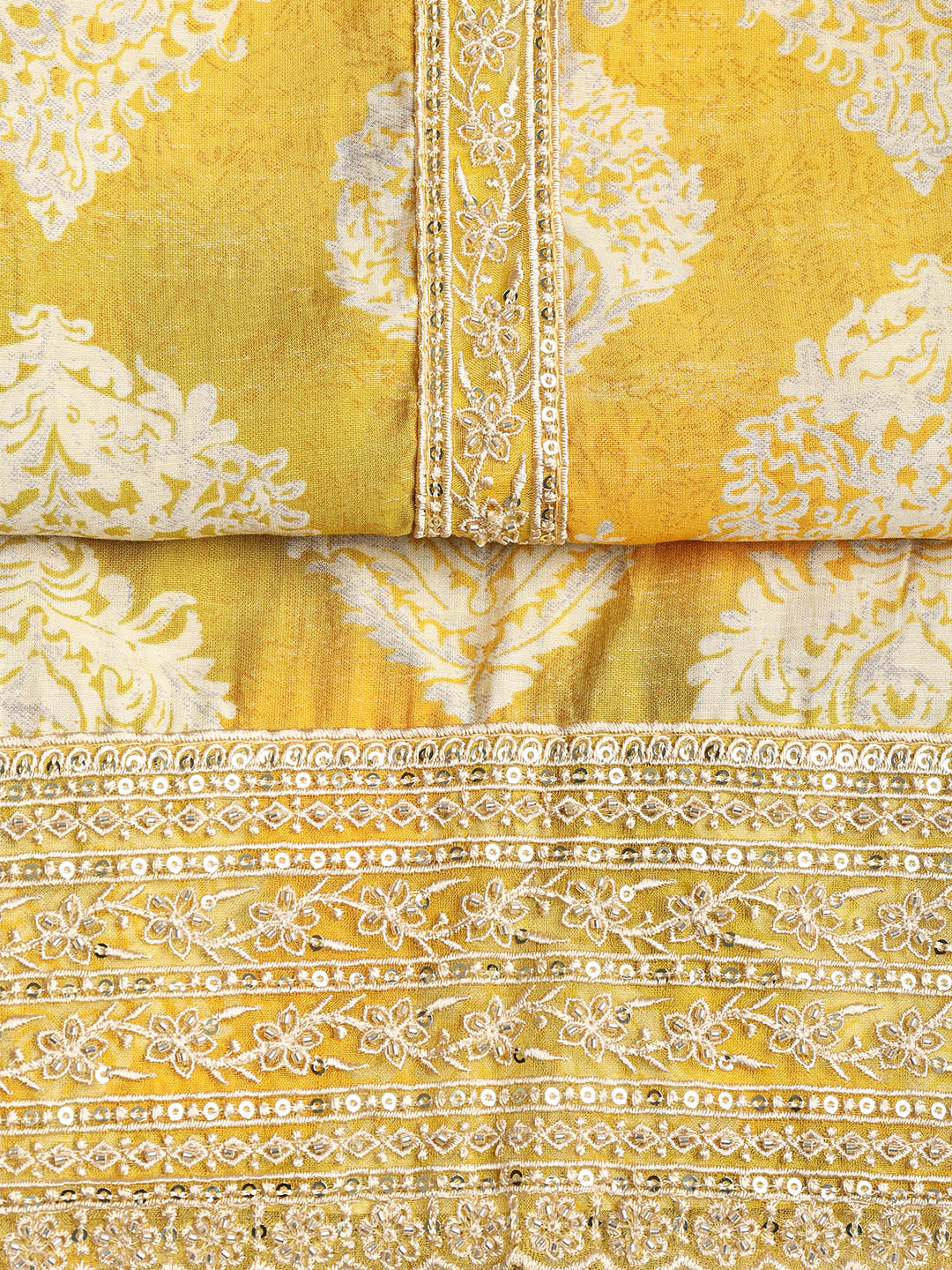 Border With Booti Muslin Unstitched Suit With Dupatta