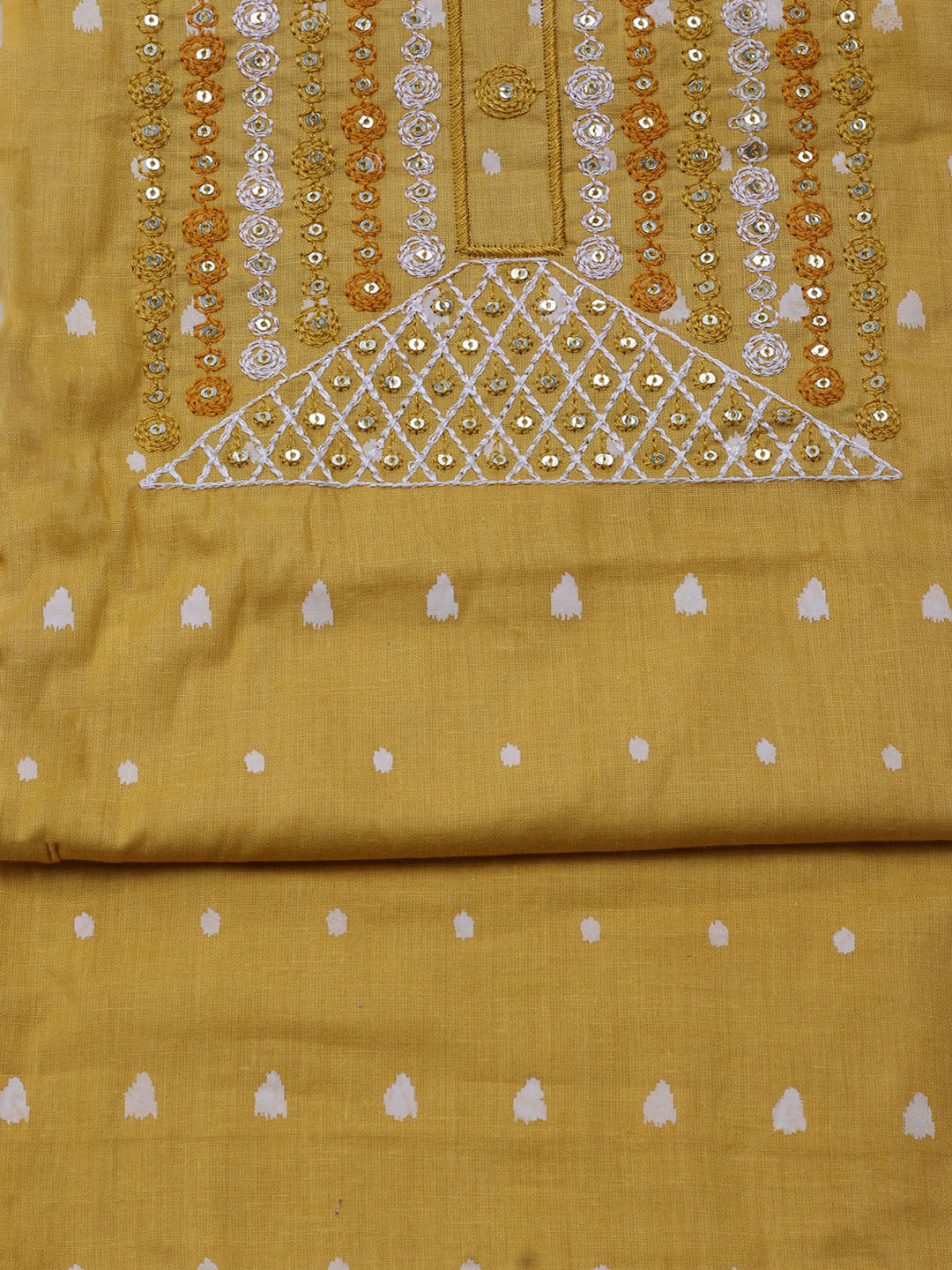 Neck Embroidered Cotton Blend Unstitched Suit With Dupatta