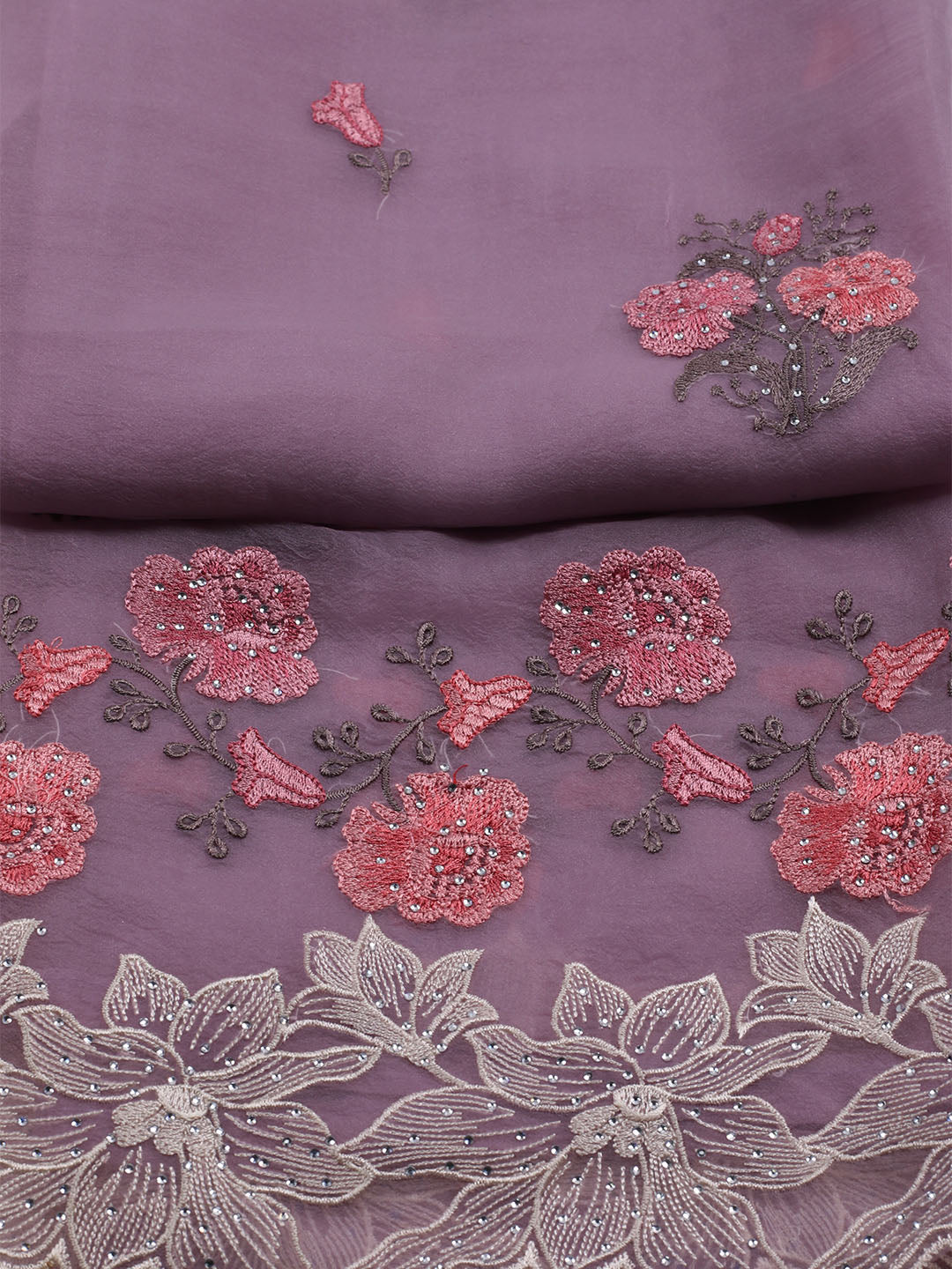 Embroidered Organza Unstitched Suit With Dupatta