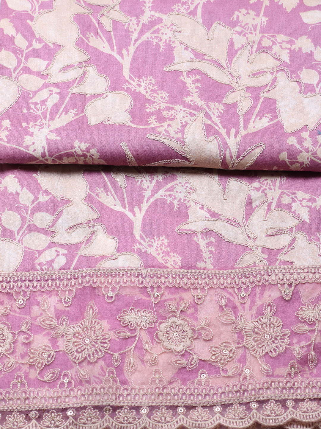 Embroidered Cotton Blend Unstitched Suit With Pant &amp; Dupatta