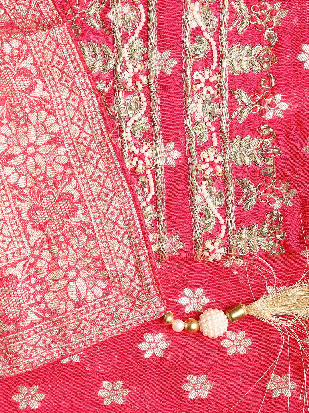 Neck Embroidered Georgette Unstitched Suit With Dupatta