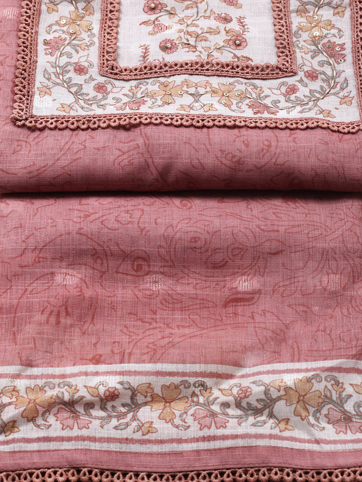 Embroidered Cotton Blend Unstitched Suit With Pant &amp; Dupatta