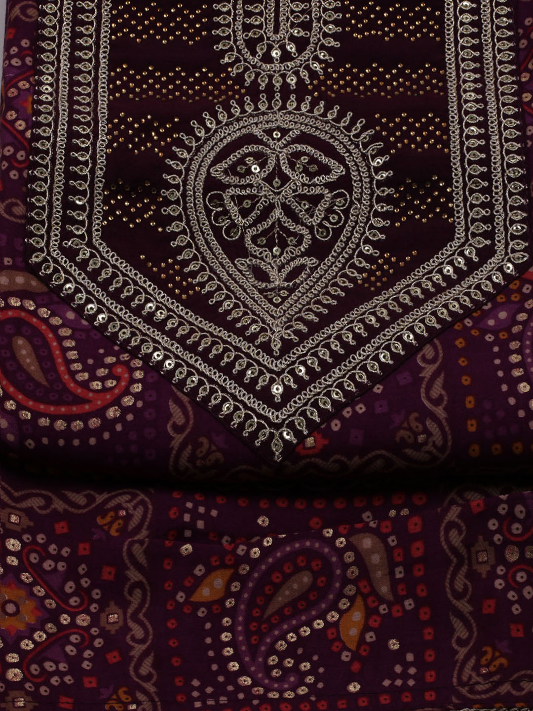Neck Embroidered Muslin Unstitched Suit With Dupatta