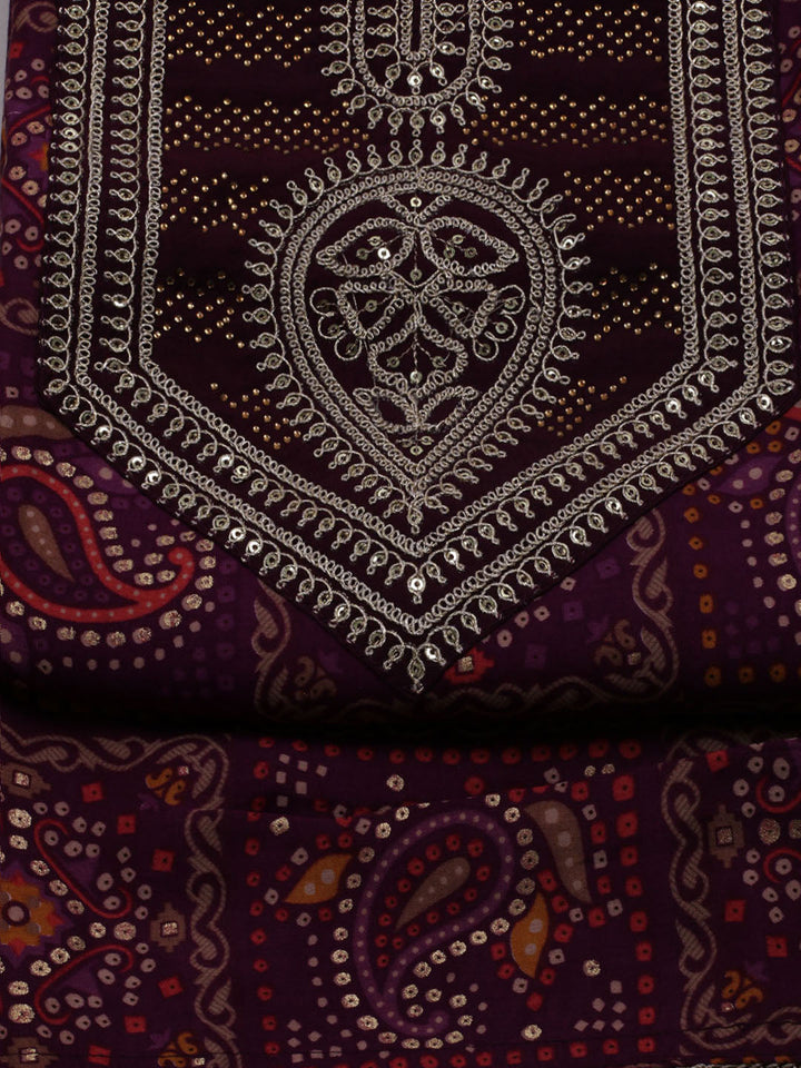 Neck Embroidered Muslin Unstitched Suit With Dupatta