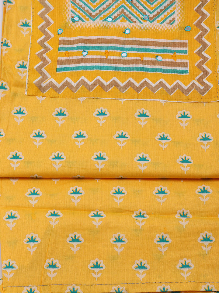 Printed Cotton Blend Unstitched Suit With Dupatta