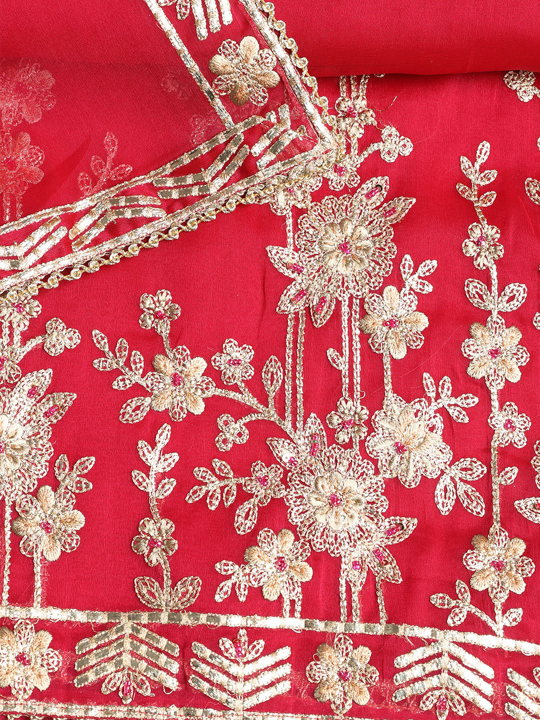 Embroidered Organza Unstitched Suit With Dupatta