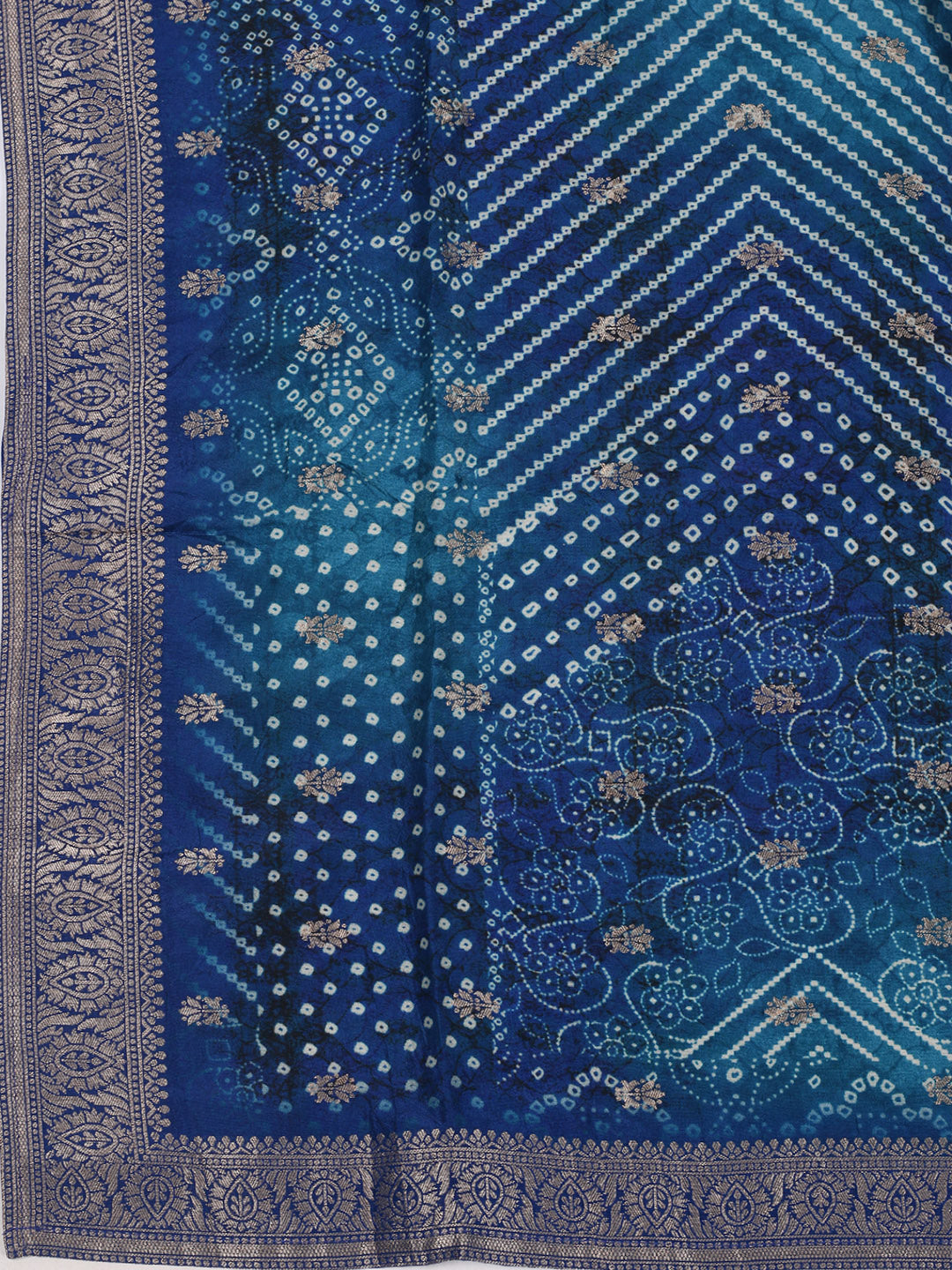 Bandhani Printed Art Silk Kurta With Pants &amp; Dupatta