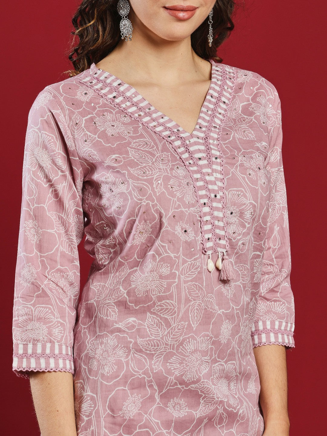 Printed Cotton Kurta With Pant &amp; Dupatta