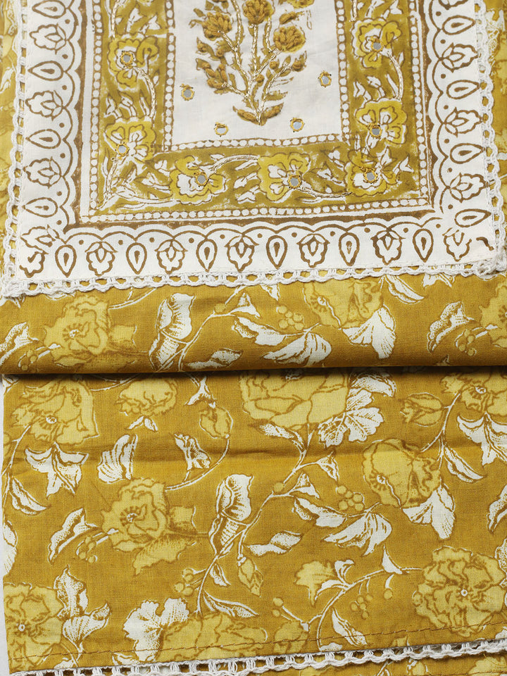 Embroidered Cotton Blend Unstitched Suit With Pant &amp; Dupatta