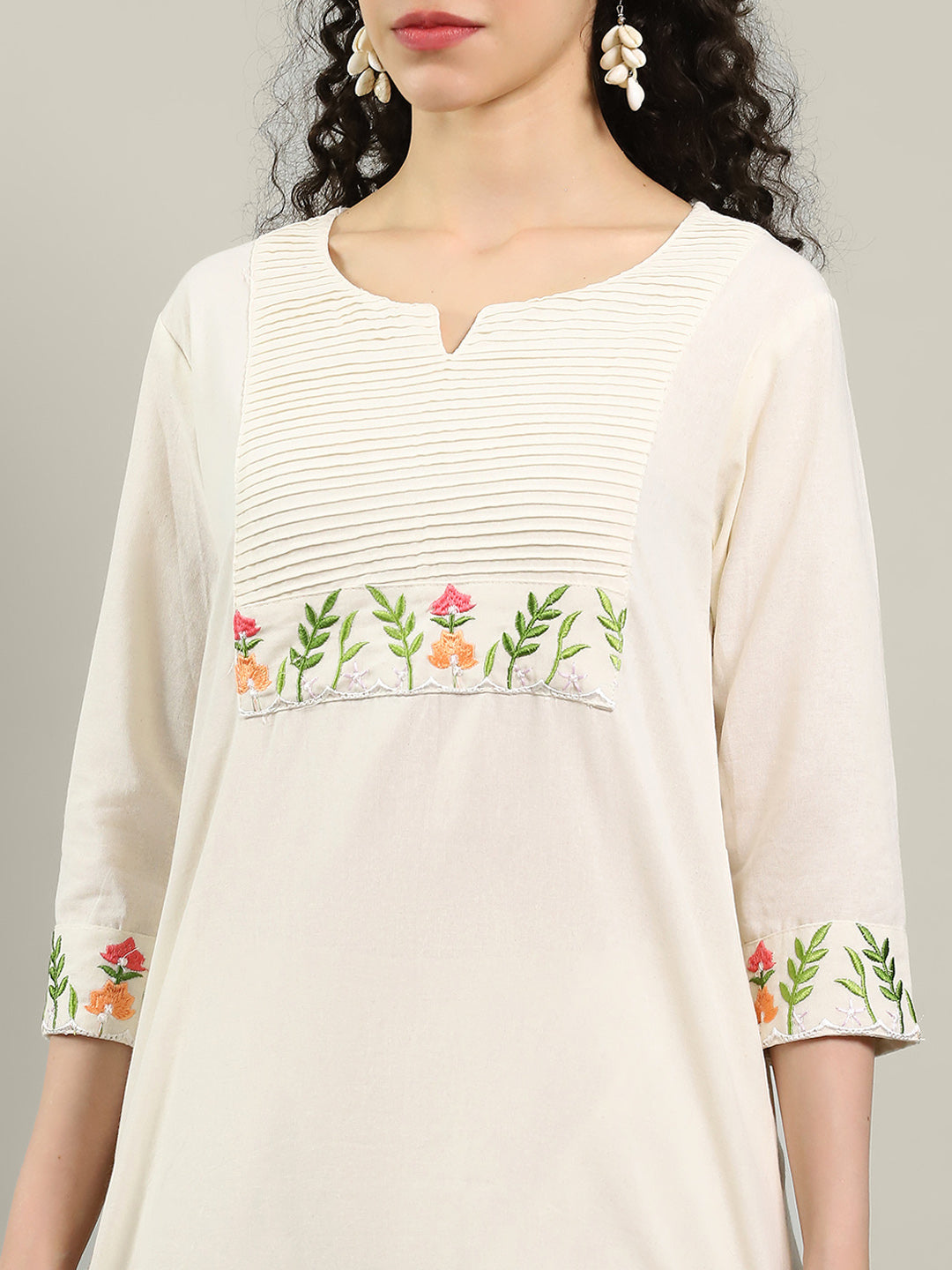 Printed Cotton Blend Kurta With Pants