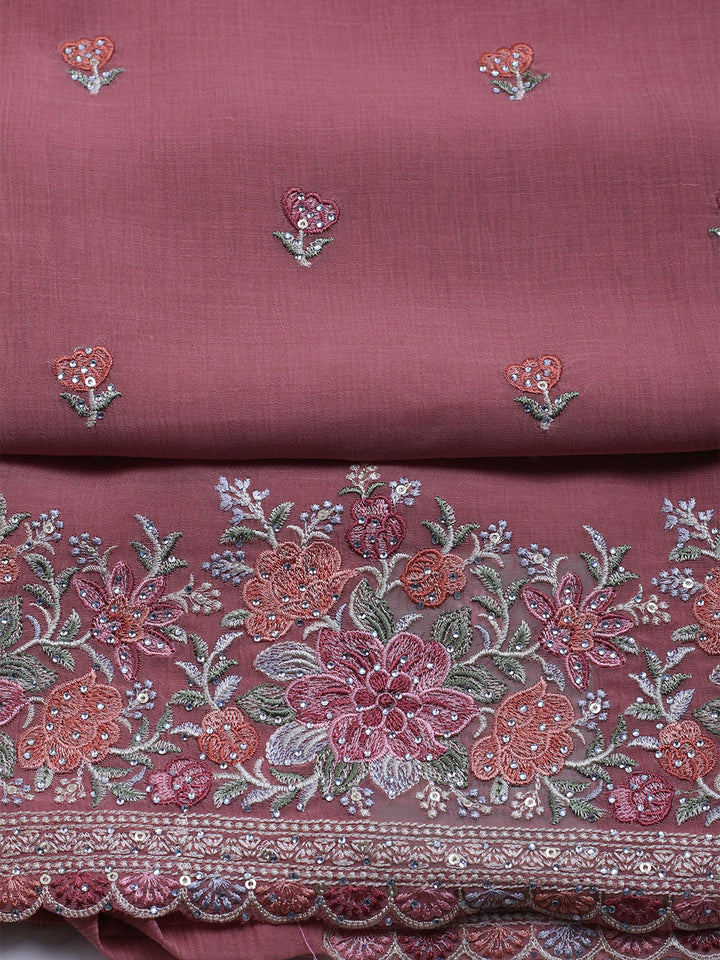 Embroidered Chiffon Unstitched Suit With Dupatta