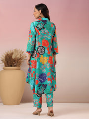 Floral Printed Muslin Kurta With Pants