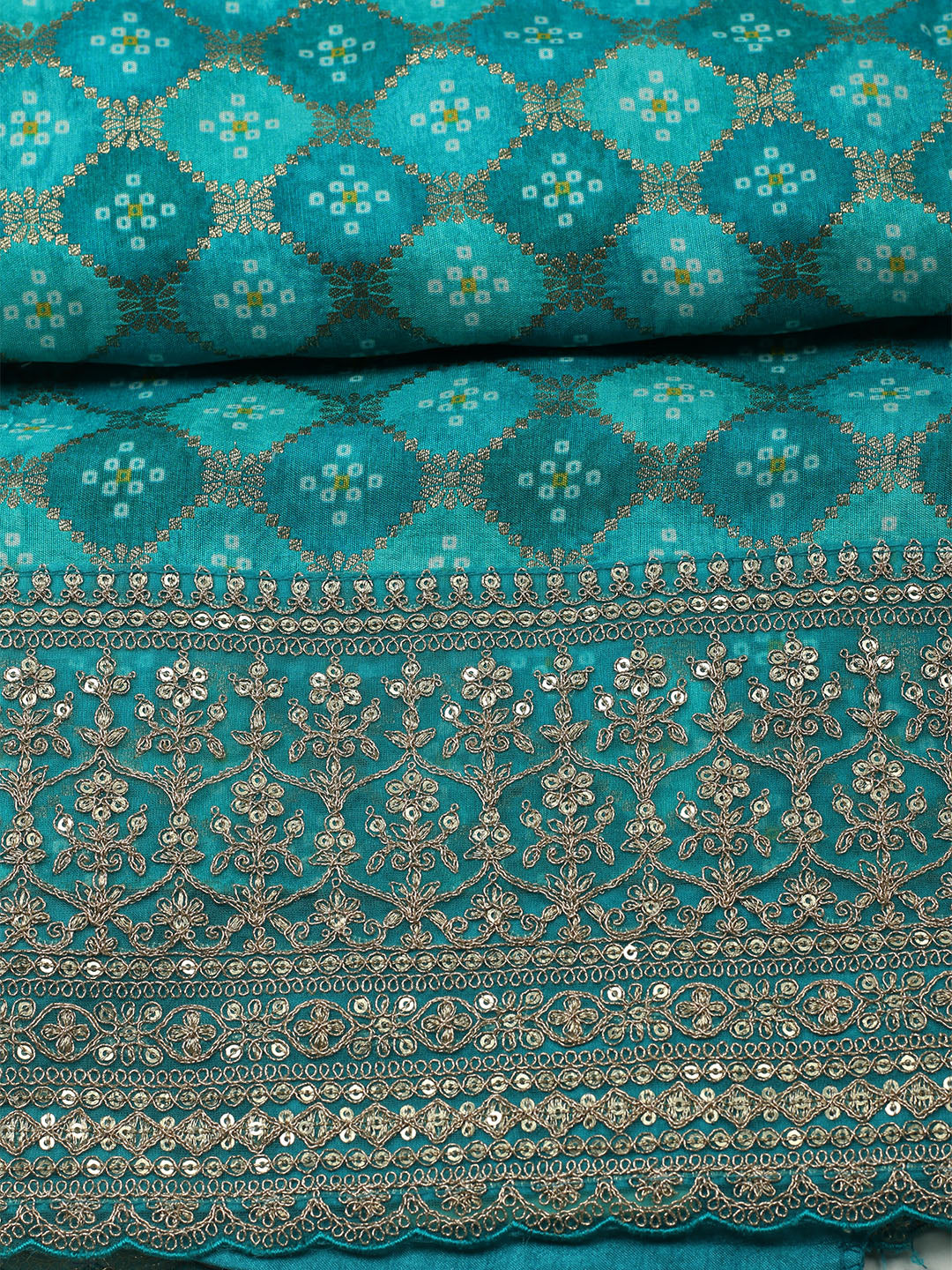 Embroidered Art Silk Unstitched Suit With Dupatta