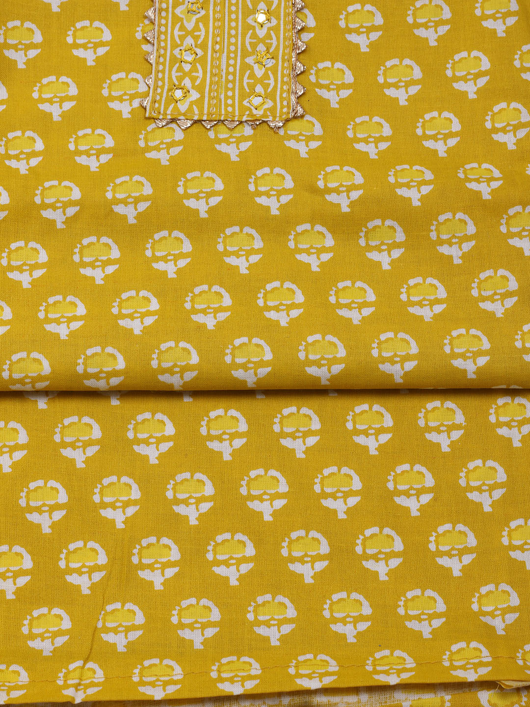 Printed Cotton Blend Unstitched Suit With Dupatta